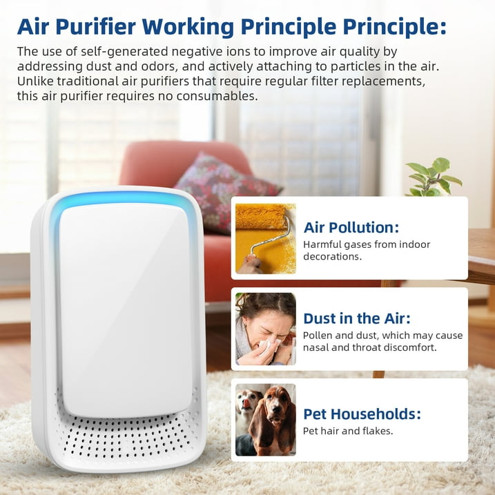 Plug In Air Ionizers, Filterless Mobile Air Purifier, Negative Ion Generator (4 Units), Eliminates: Smoke, Allergens & More