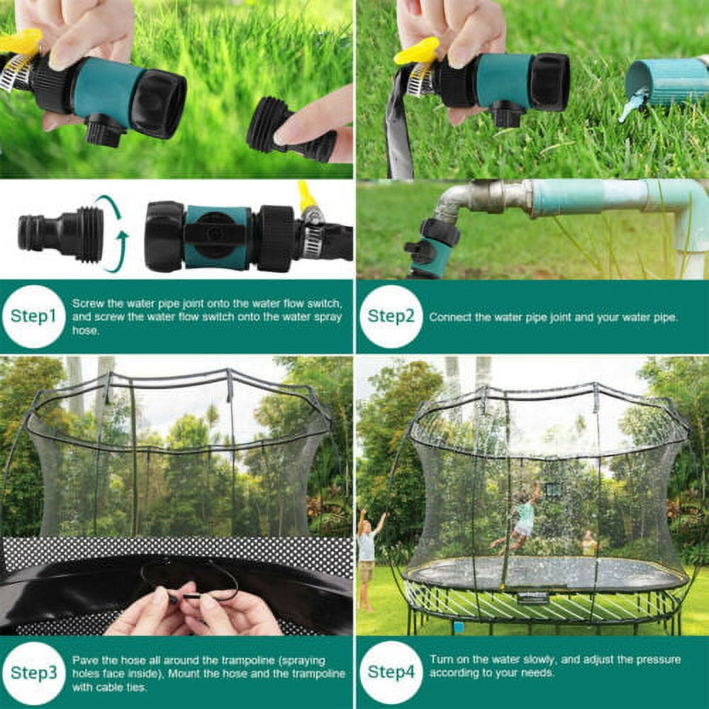 39Ft/49Ft Trampoline Sprinkler Kids Summer Outdoor Water Toy Fun Waterpark Spray